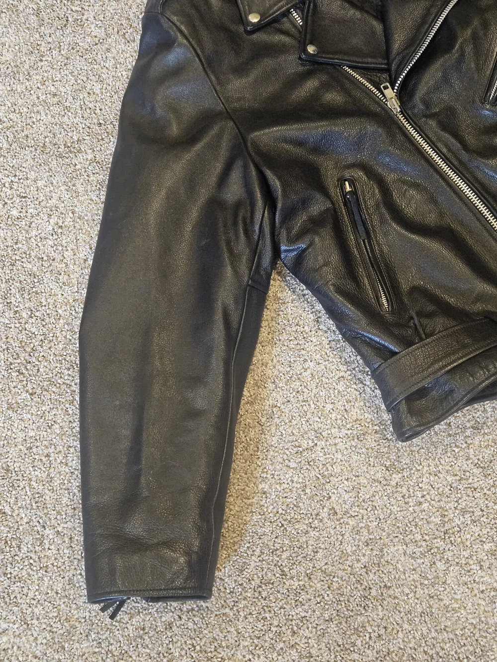 WILSON XXL Open Road Black Leather Belted Motorcycle Jacket Insulated Vintage